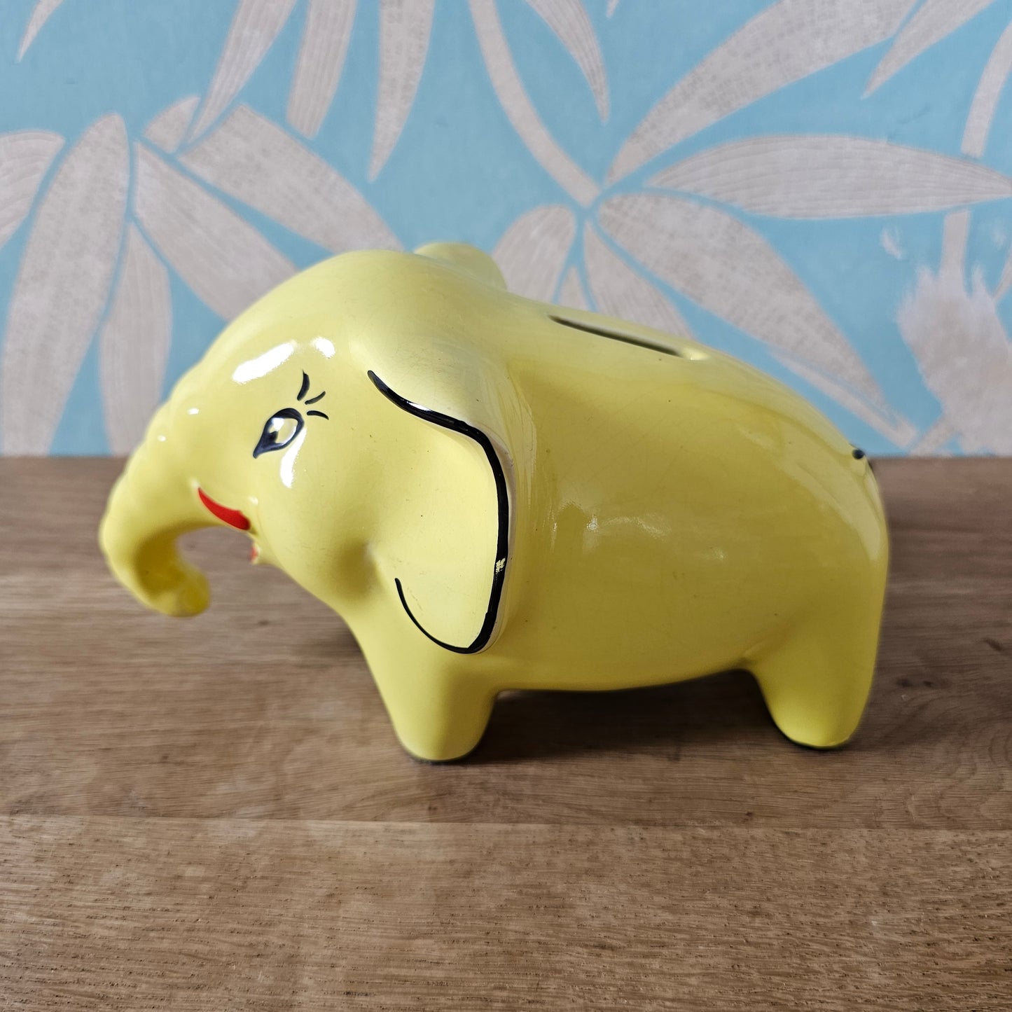 1960s/70s Arthur Wood yellow ceramic elephant money box