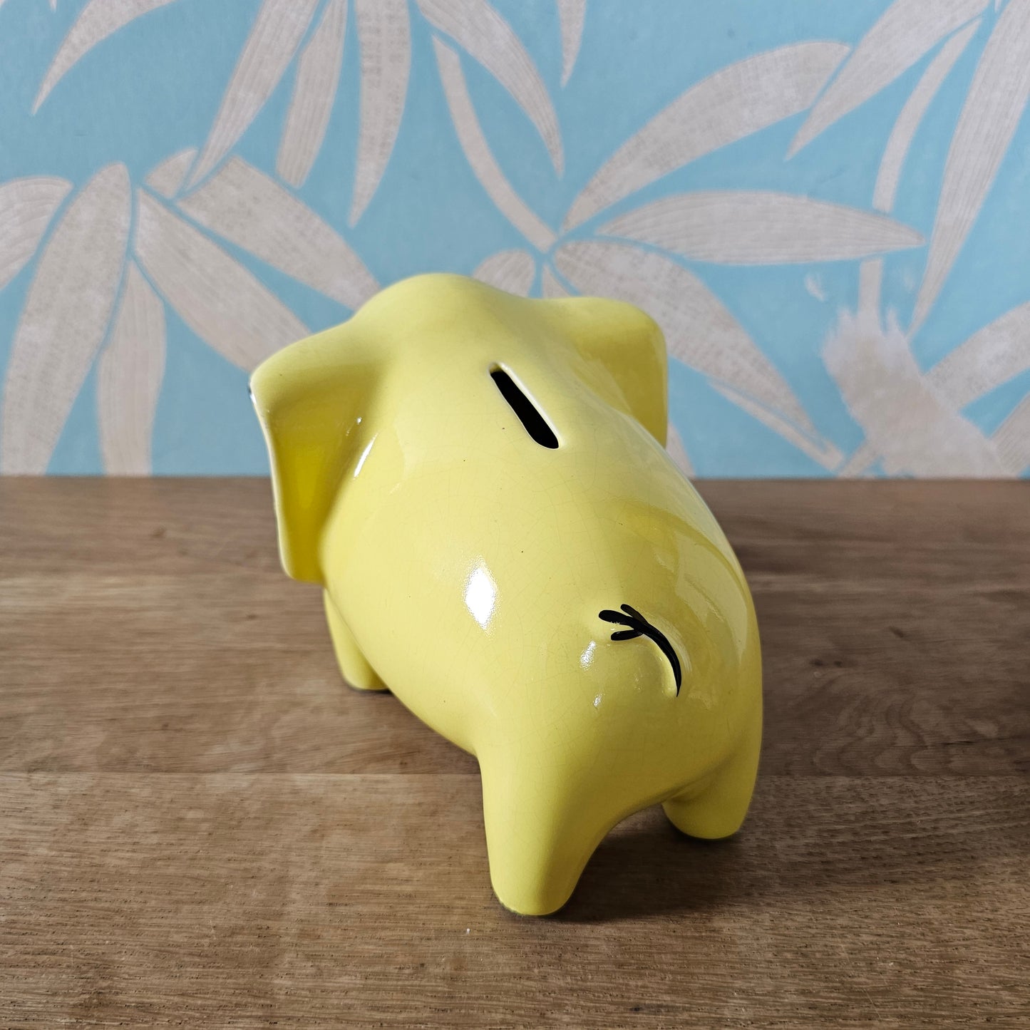 1960s/70s Arthur Wood yellow ceramic elephant money box