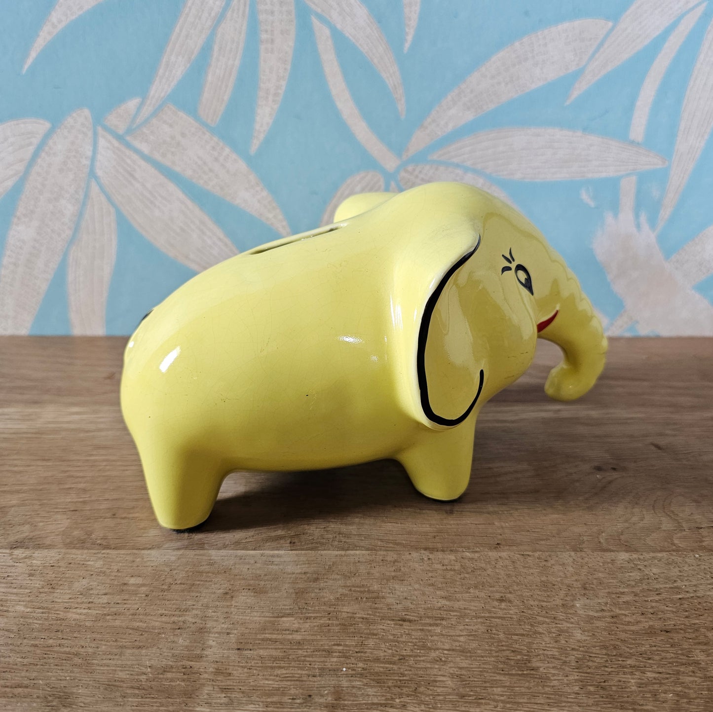 1960s/70s Arthur Wood yellow ceramic elephant money box