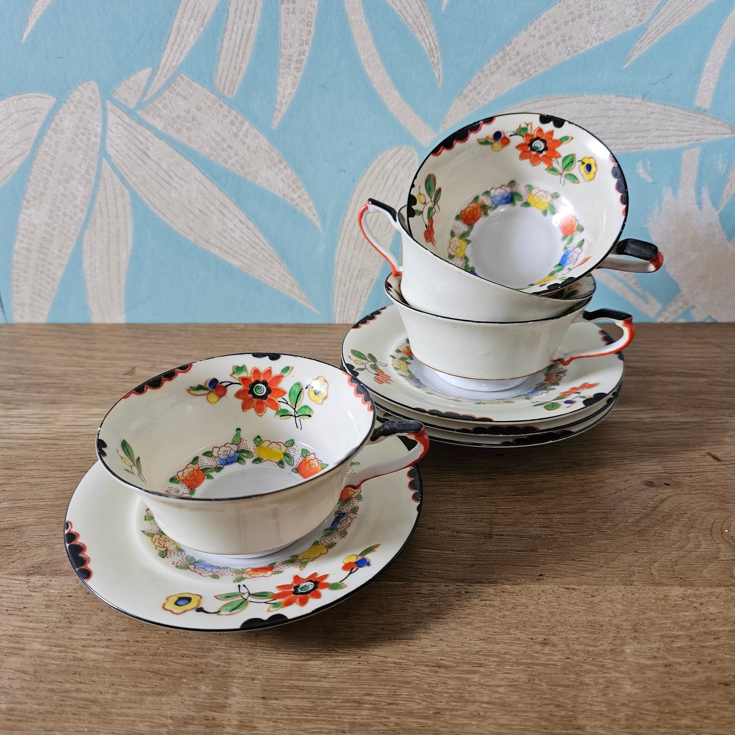 Art Deco Oxford Imari-style floral tea set for four