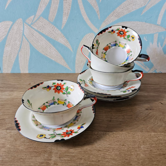 Art Deco Oxford Imari-style floral tea set for four