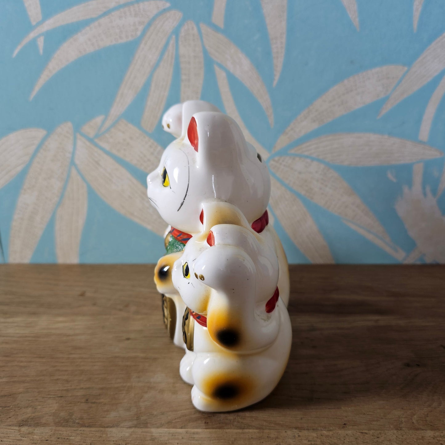 1960s Japanese Maneki-neko lucky cat ceramic money box