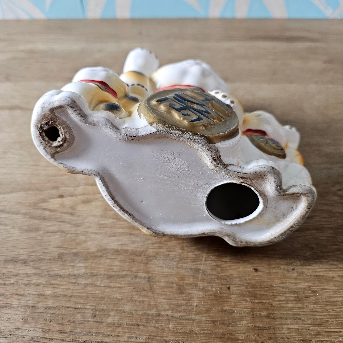 1960s Japanese Maneki-neko lucky cat ceramic money box