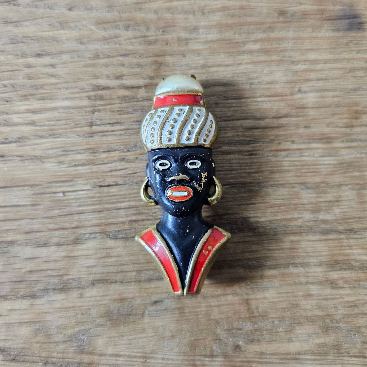 1930s/40s Black Americana opainted metal figural brooch