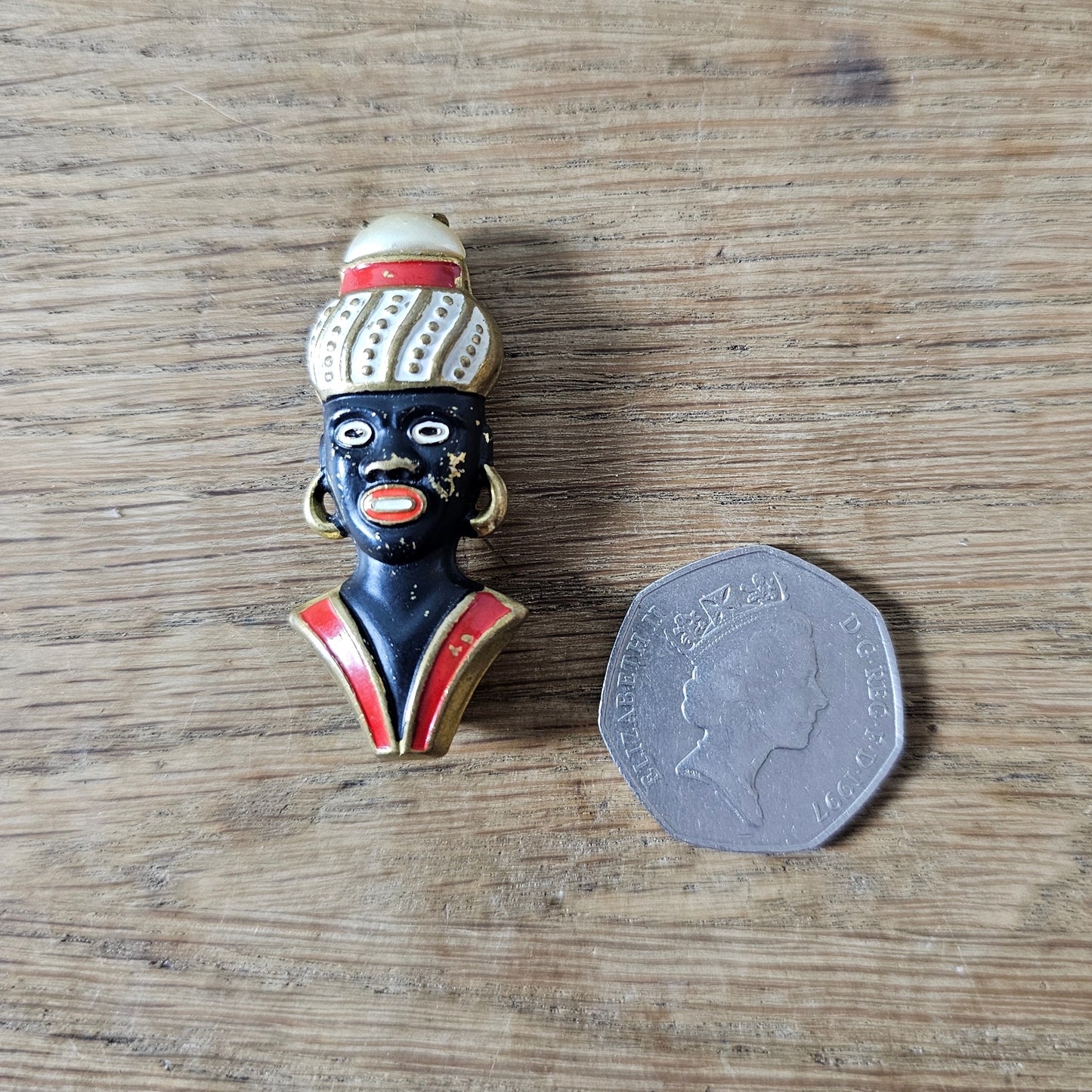1930s/40s Black Americana opainted metal figural brooch