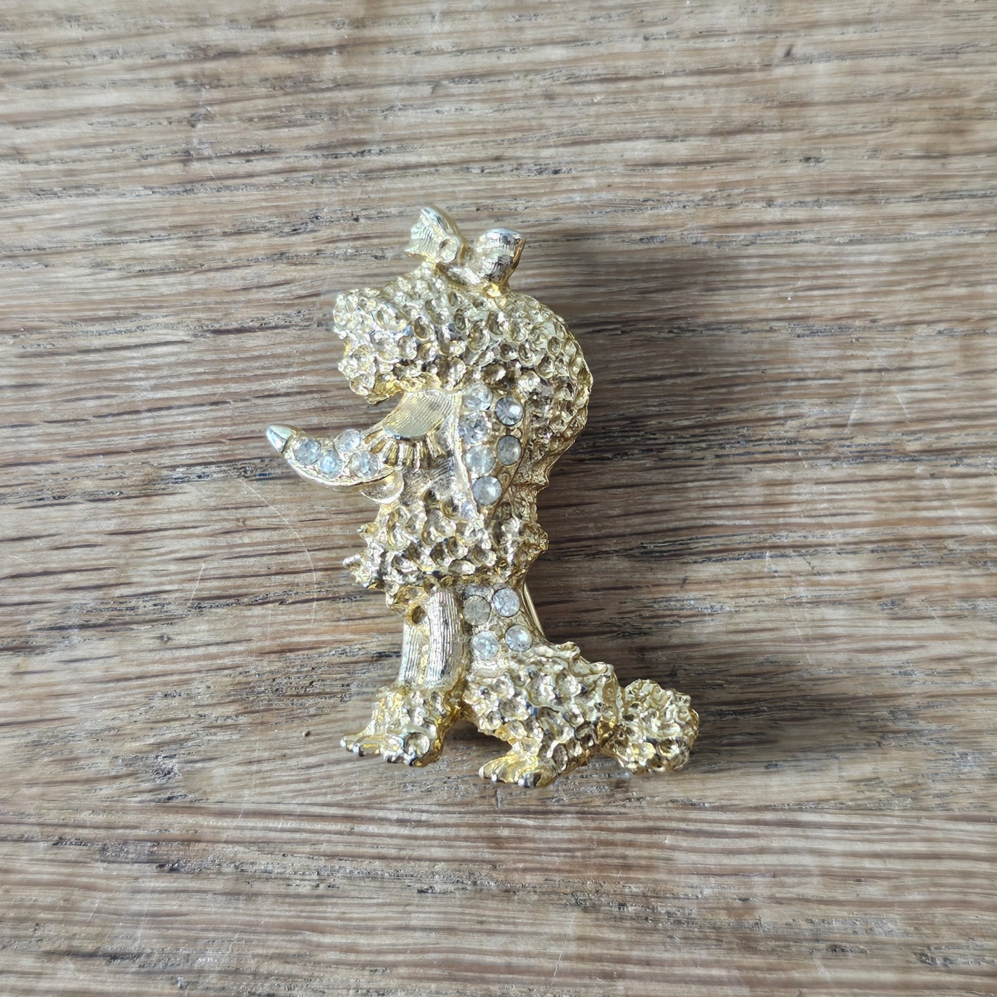 1960s/70s M. Jent gold-tone rhinestone French Poodle brooch