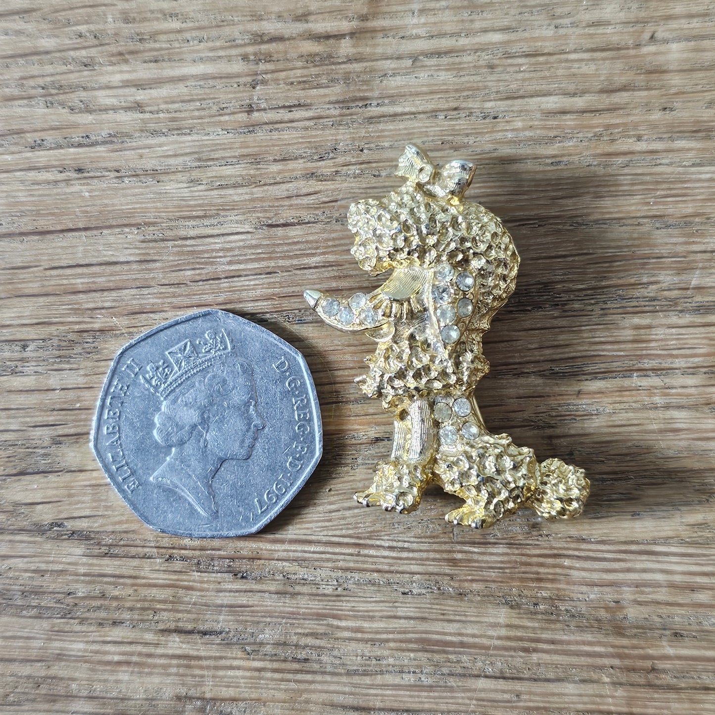 1960s/70s M. Jent gold-tone rhinestone French Poodle brooch