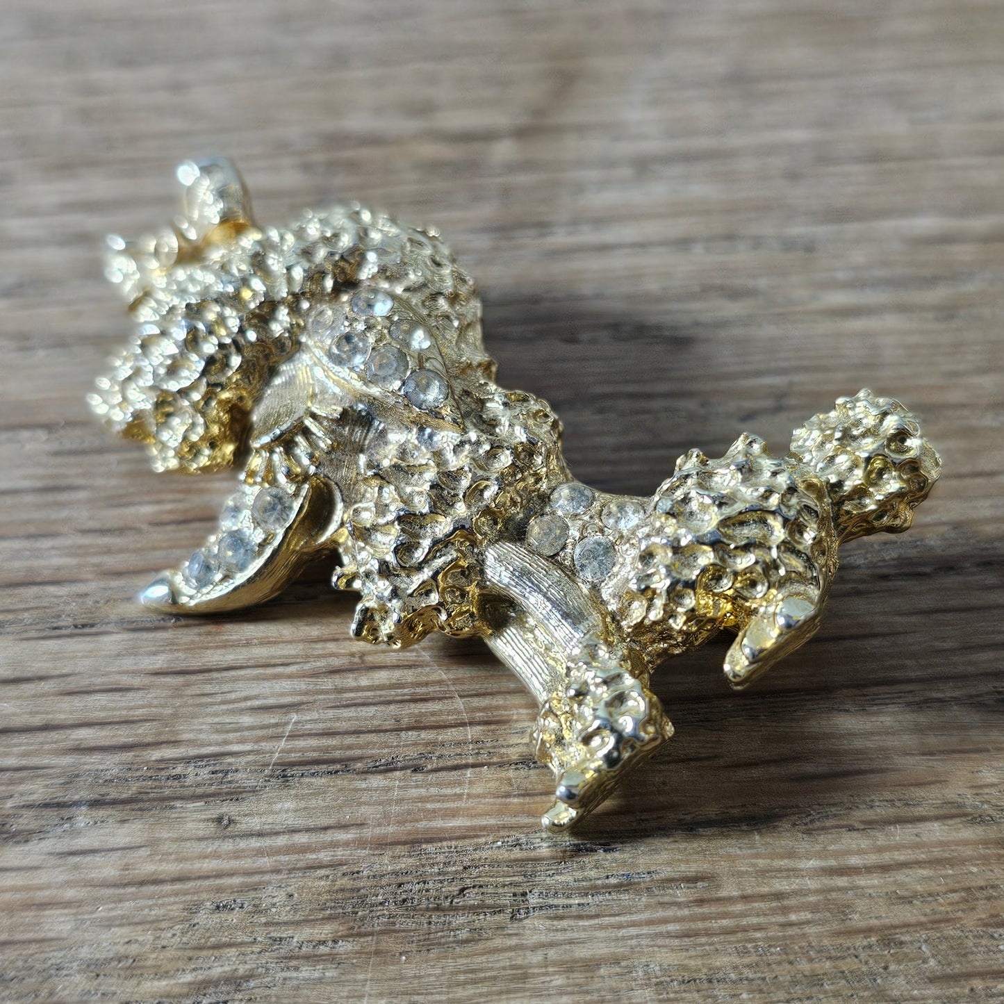 1960s/70s M. Jent gold-tone rhinestone French Poodle brooch