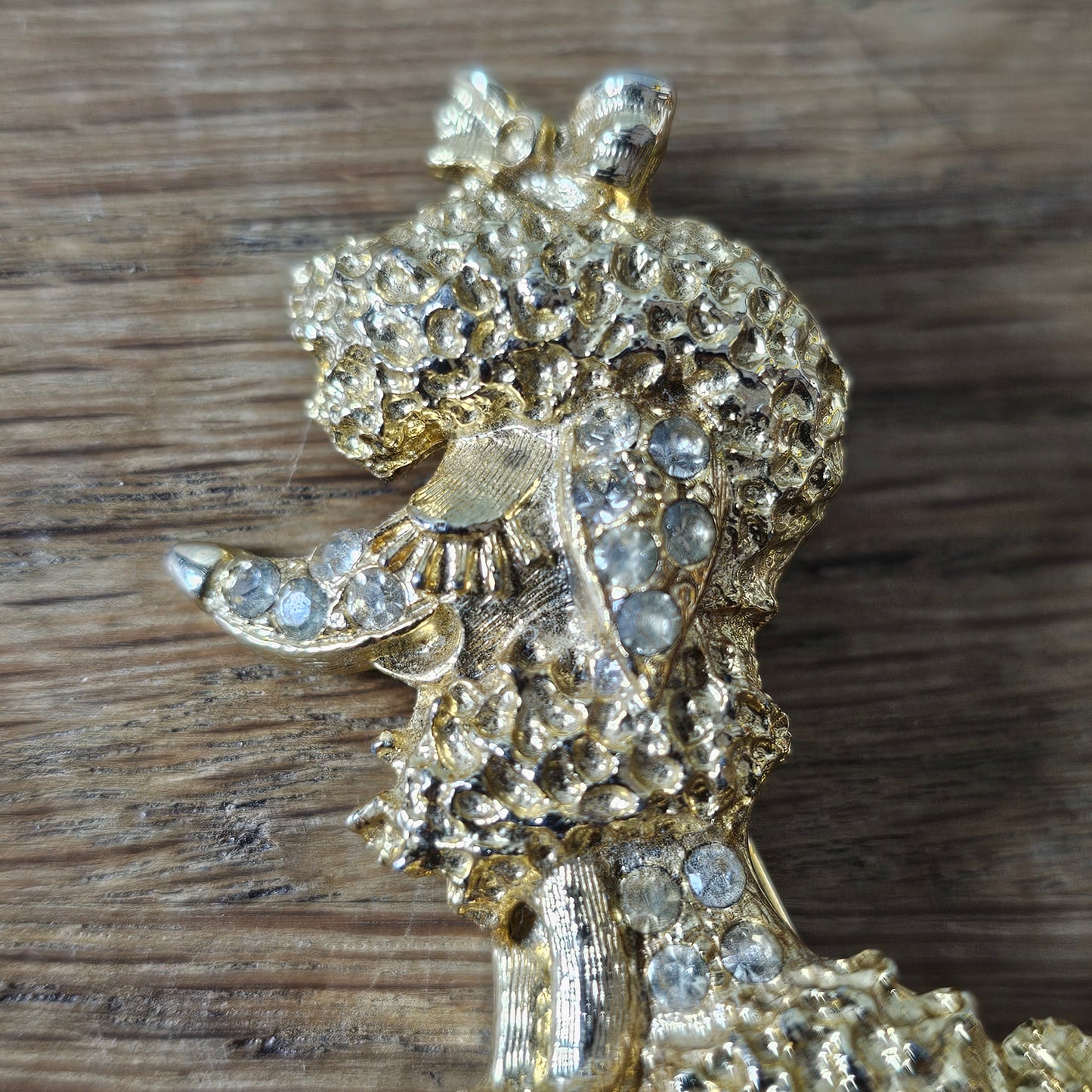 1960s/70s M. Jent gold-tone rhinestone French Poodle brooch