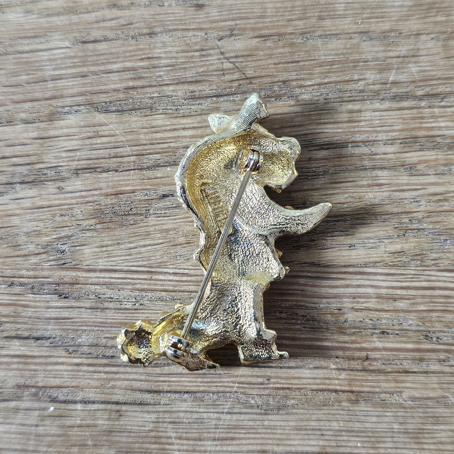 1960s/70s M. Jent gold-tone rhinestone French Poodle brooch