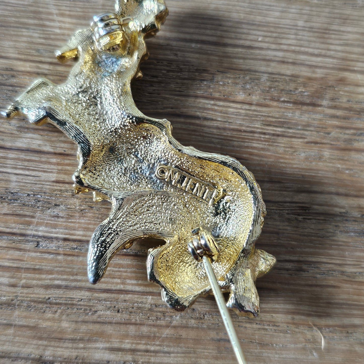 1960s/70s M. Jent gold-tone rhinestone French Poodle brooch