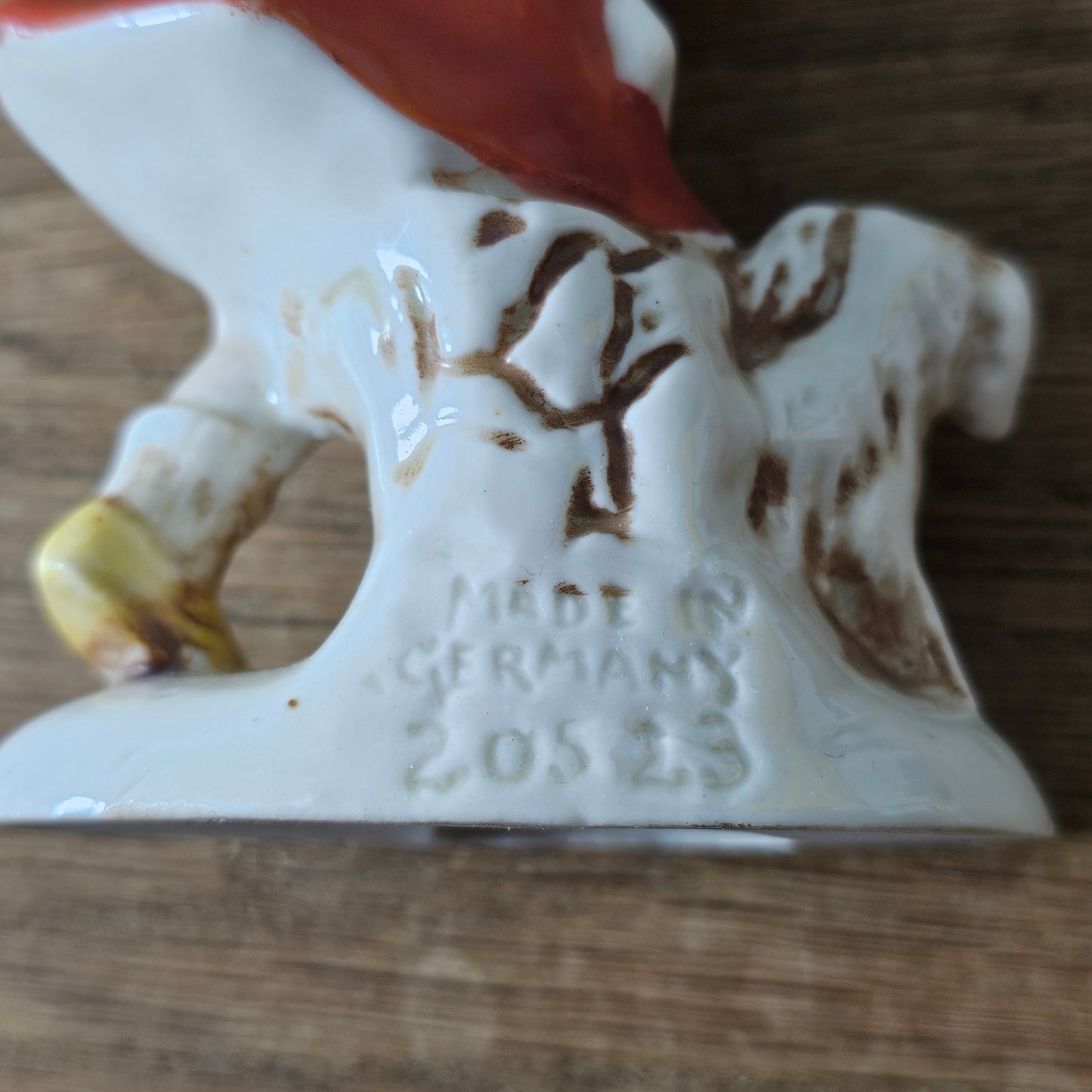 1950s German ceramic girl figurine with flowers and dog