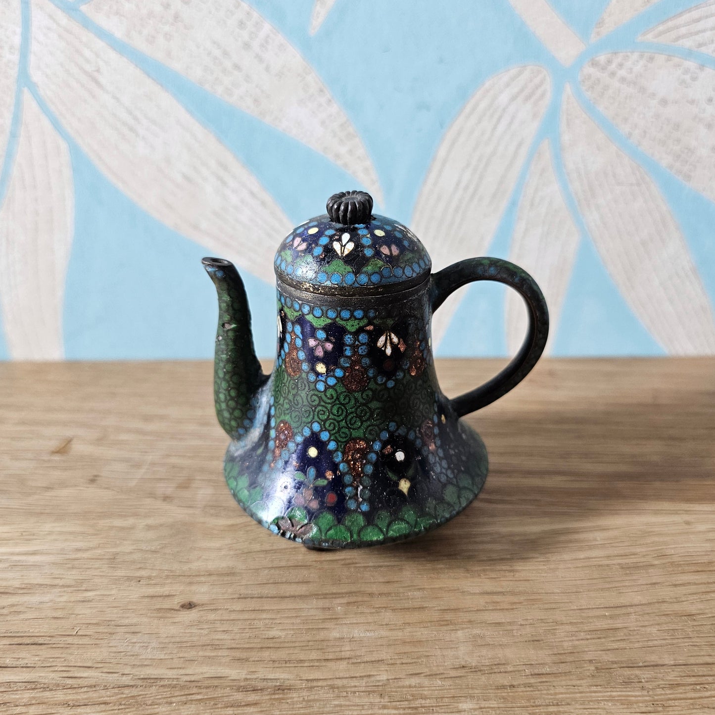 Antique Japanese Meiji cloisonné enamel miniature teapot