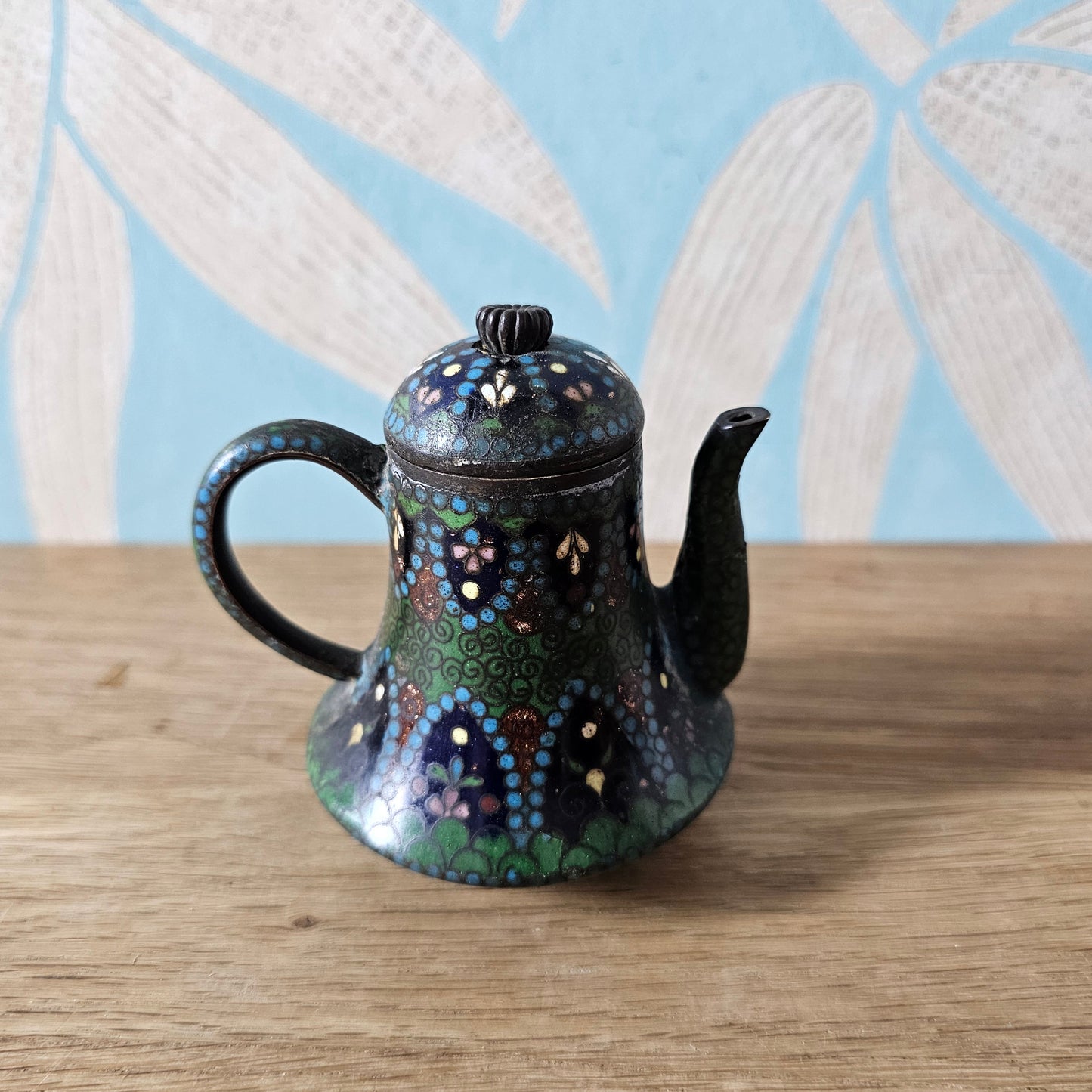 Antique Japanese Meiji cloisonné enamel miniature teapot