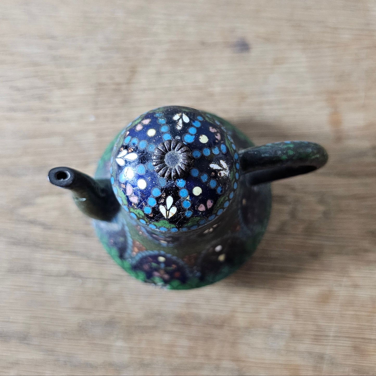 Antique Japanese Meiji cloisonné enamel miniature teapot
