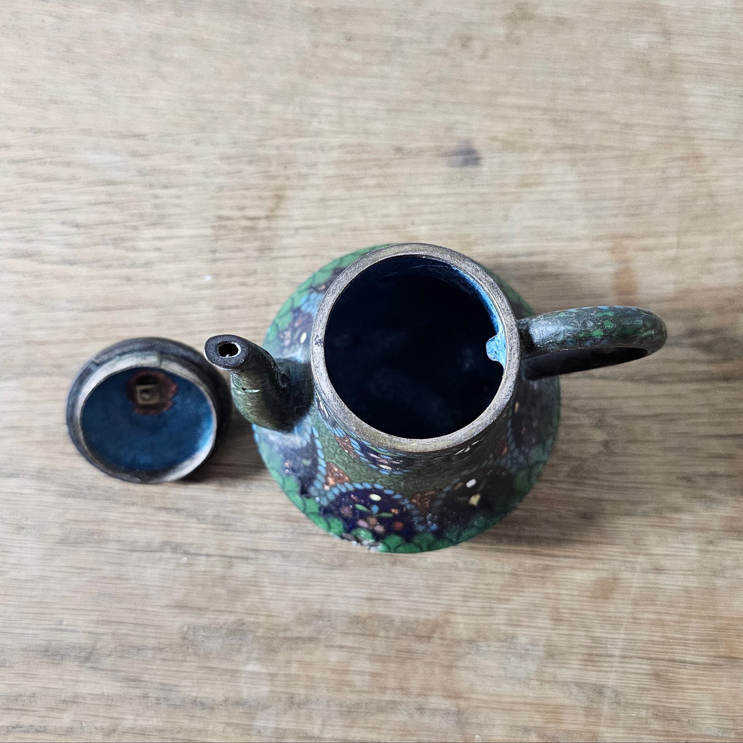 Antique Japanese Meiji cloisonné enamel miniature teapot