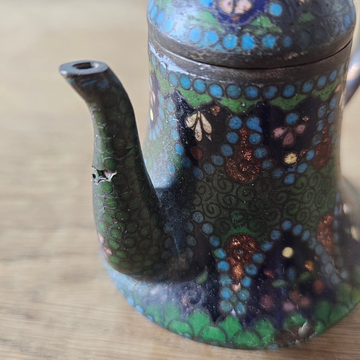 Antique Japanese Meiji cloisonné enamel miniature teapot