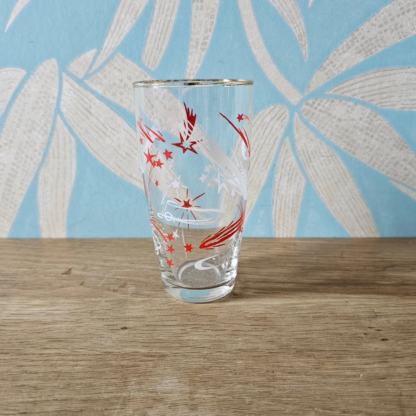Pair of 1950s atomic space age highball glasses