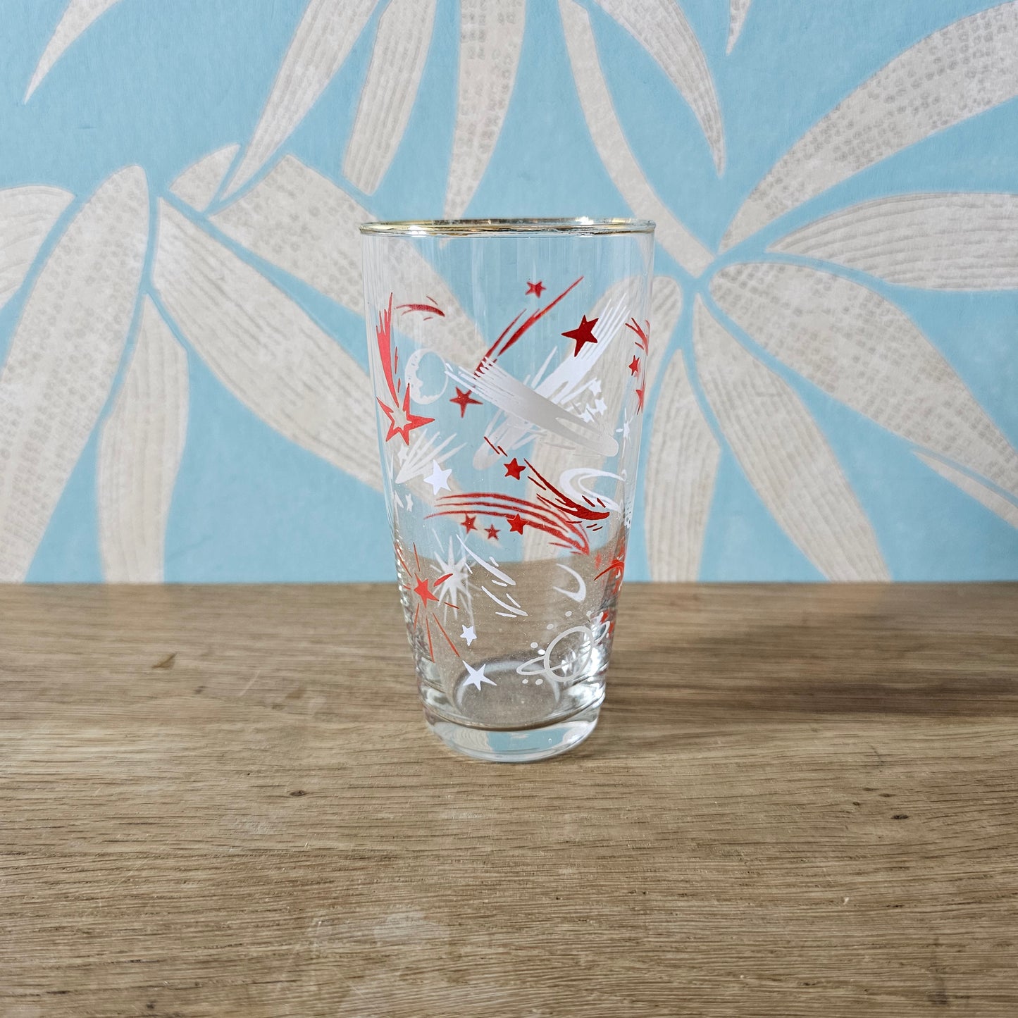 Pair of 1950s atomic space age highball glasses