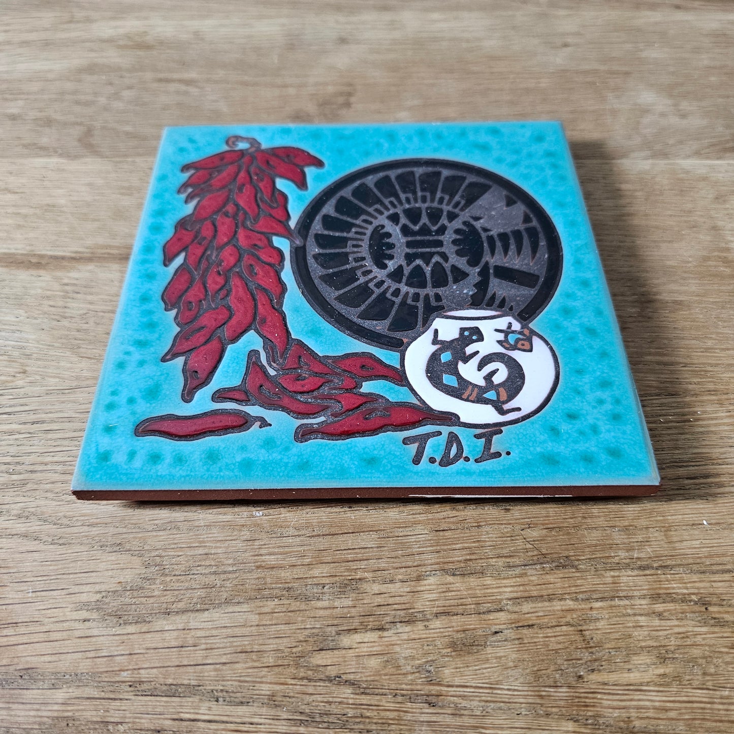 Set of six vintage Southwestern artist tile trivets by Cleo Teissedre, K. Rit & Leone Kuhne