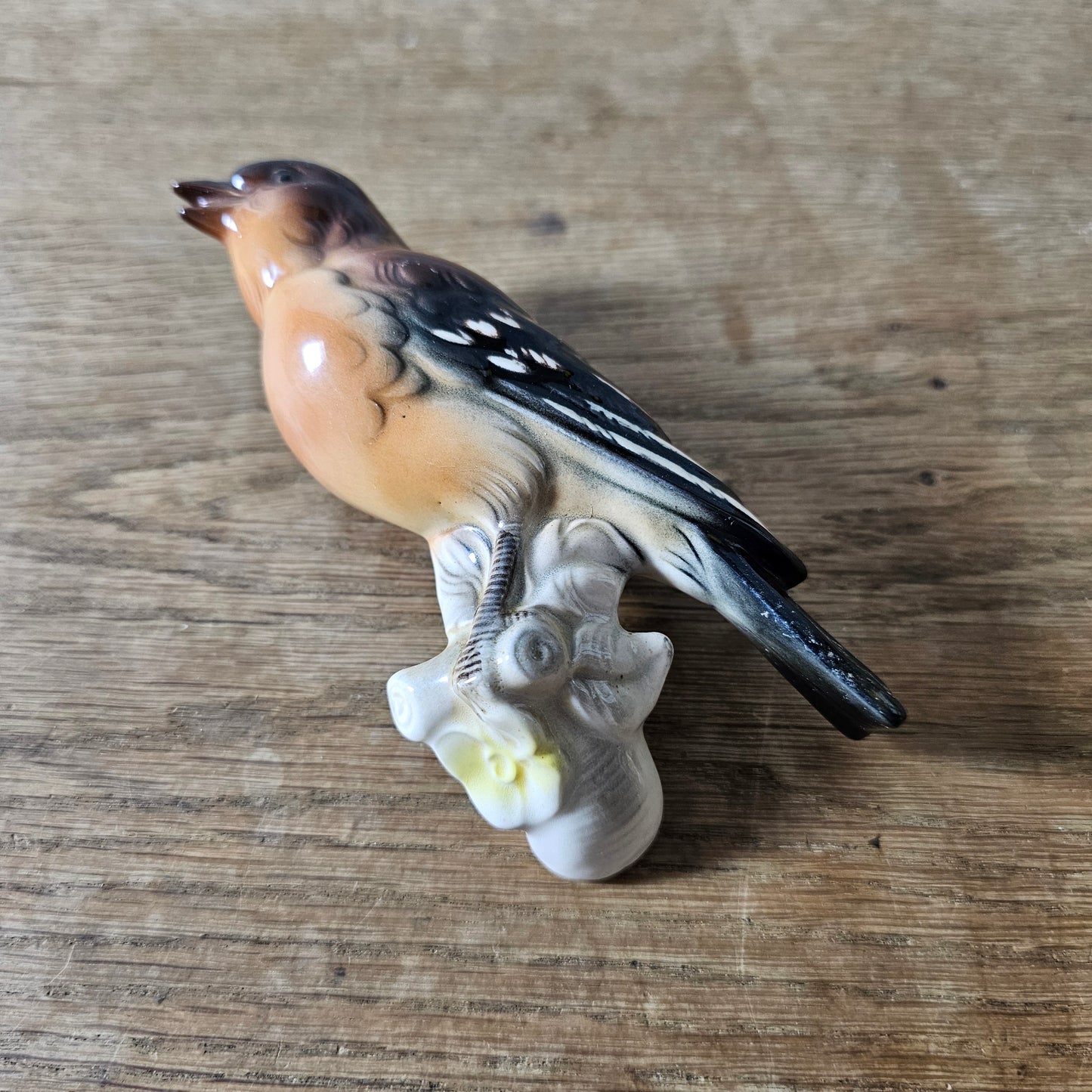 Vintage hand-painted porcelain chaffinch bird wall plaque