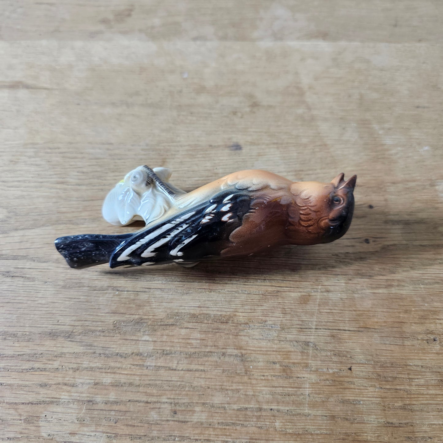Vintage hand-painted porcelain chaffinch bird wall plaque