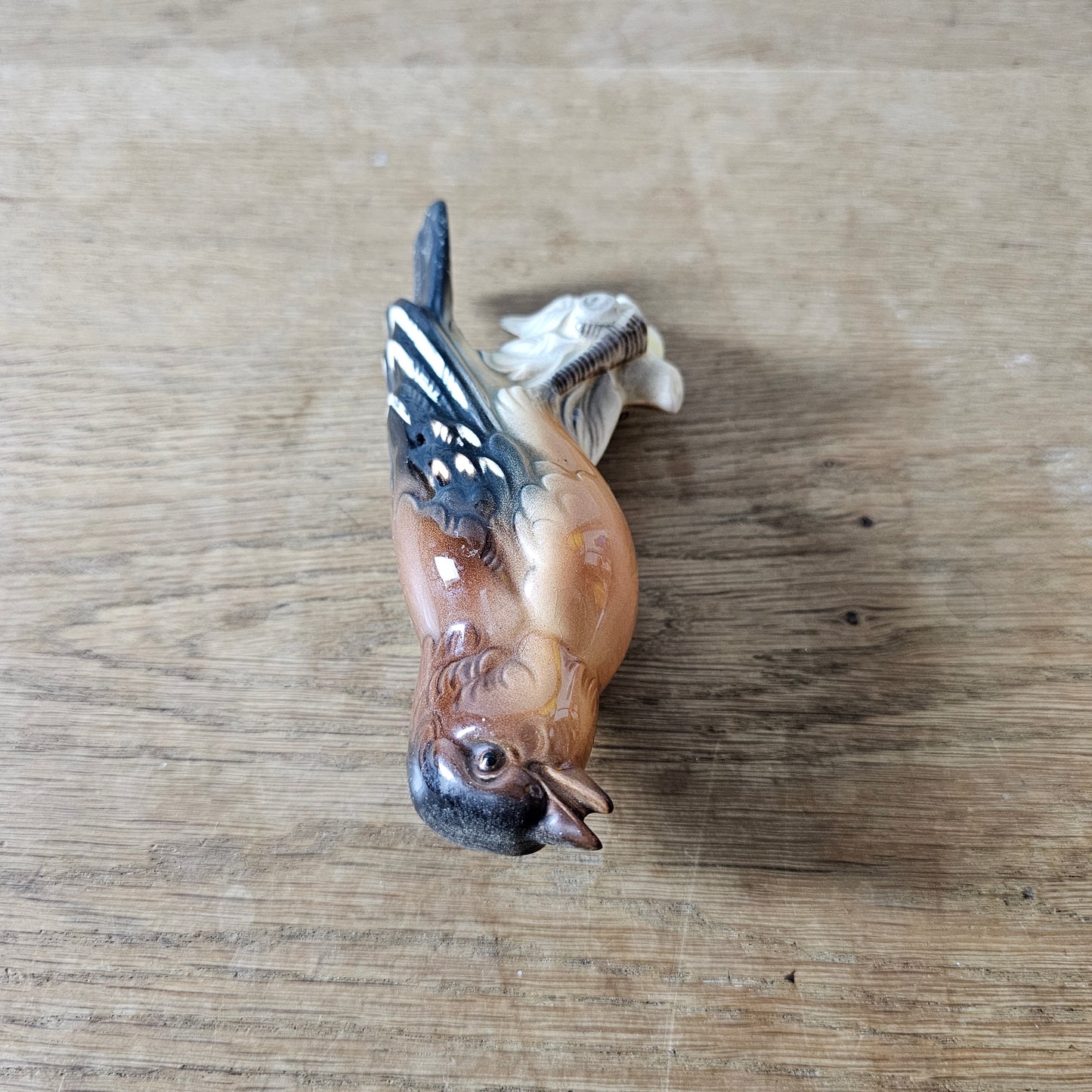 Vintage hand-painted porcelain chaffinch bird wall plaque