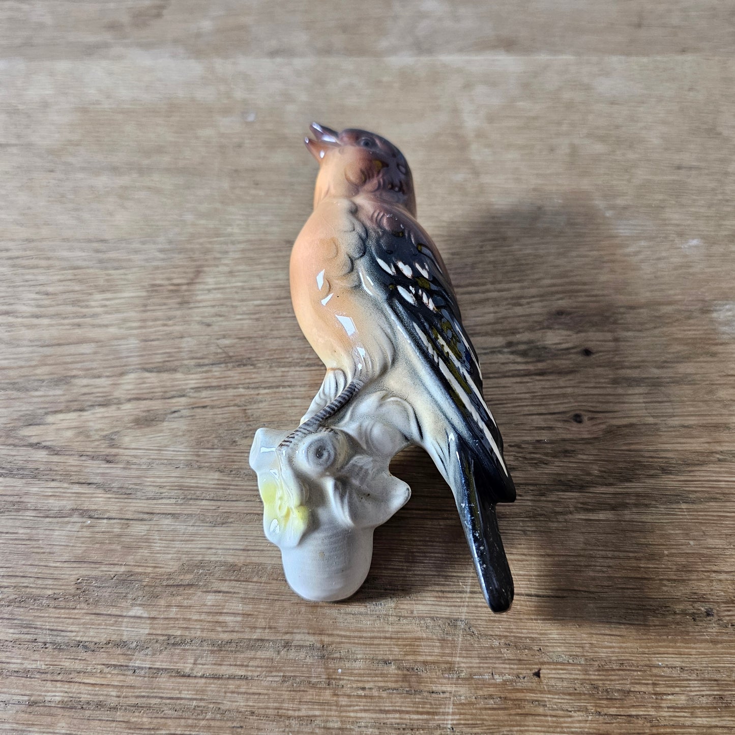 Vintage hand-painted porcelain chaffinch bird wall plaque