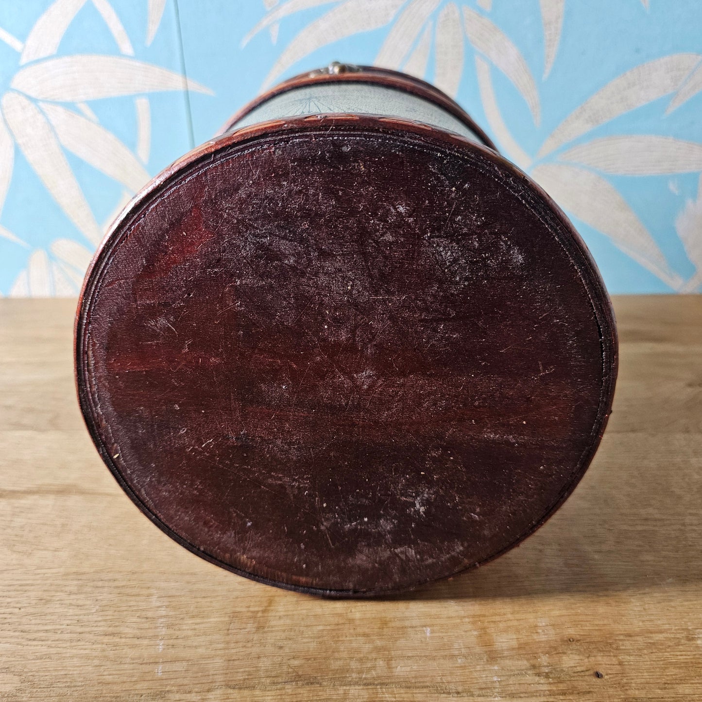 Via Vee World vintage-style round storage barrel with antique map print
