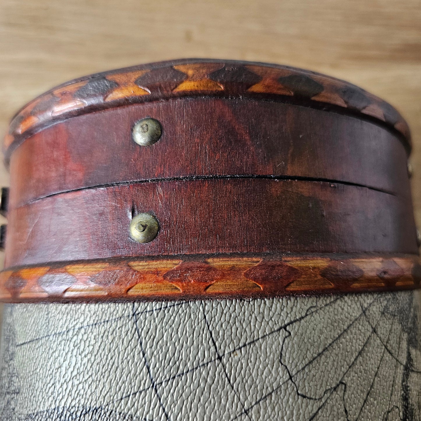 Via Vee World vintage-style round storage barrel with antique map print