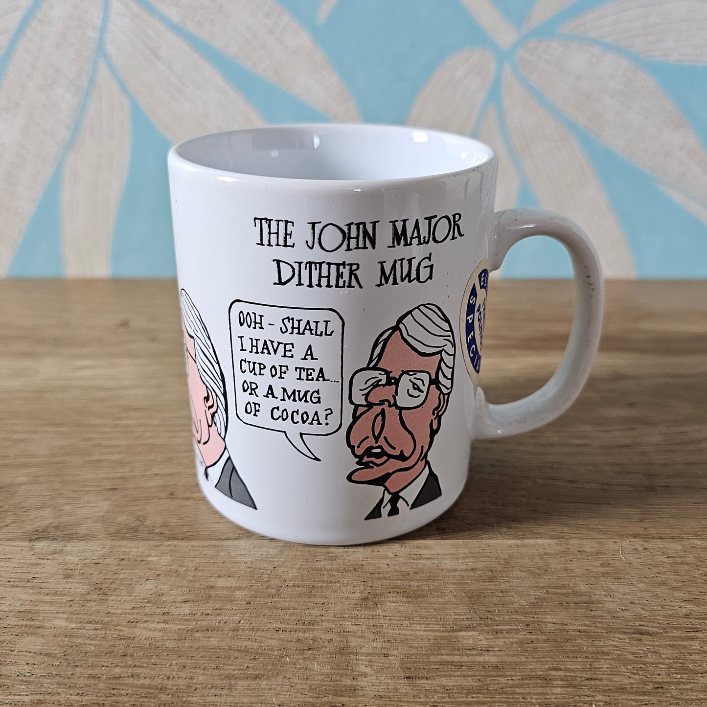 Collectable 1992 Spitting Image "The John Major Dither Mug" political satire mug