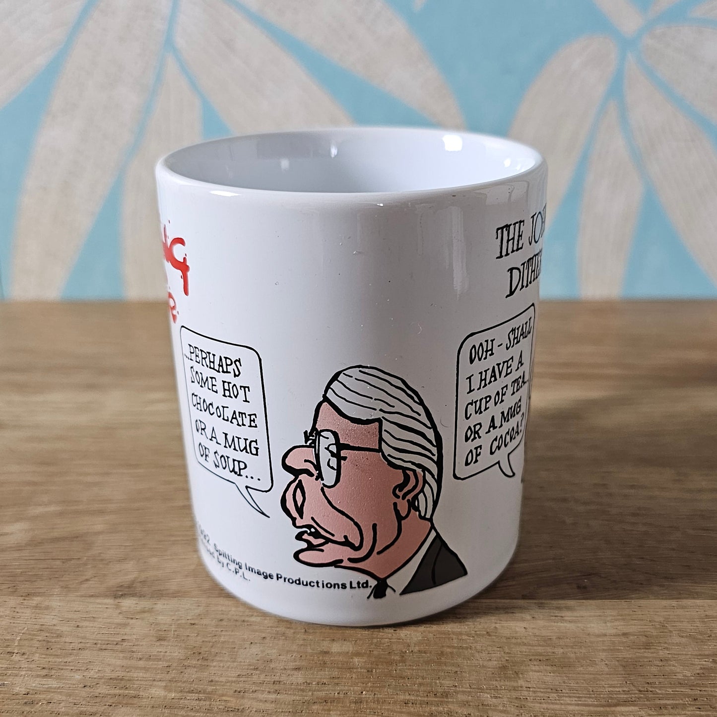 Collectable 1992 Spitting Image "The John Major Dither Mug" political satire mug