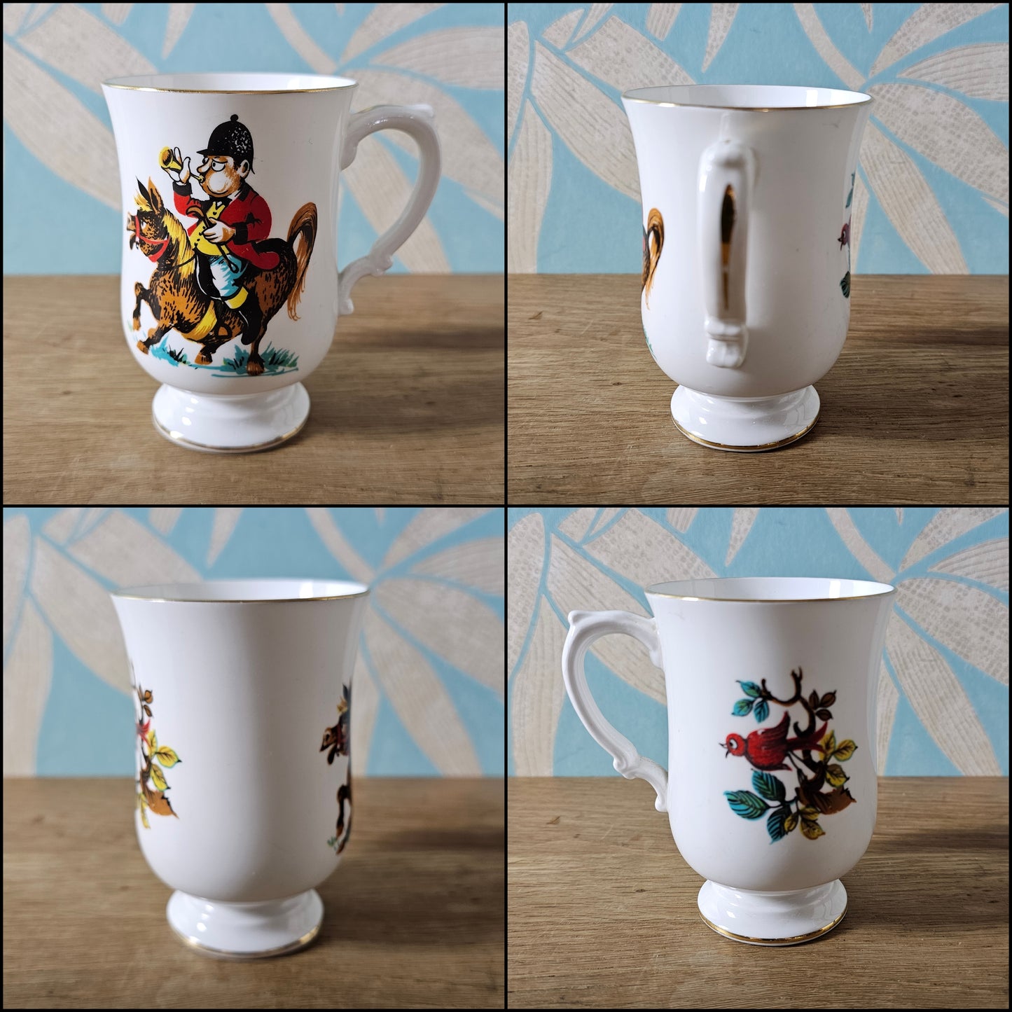 Set of two 1960s Pall Mall Ware English bone china pedestal coffee cups