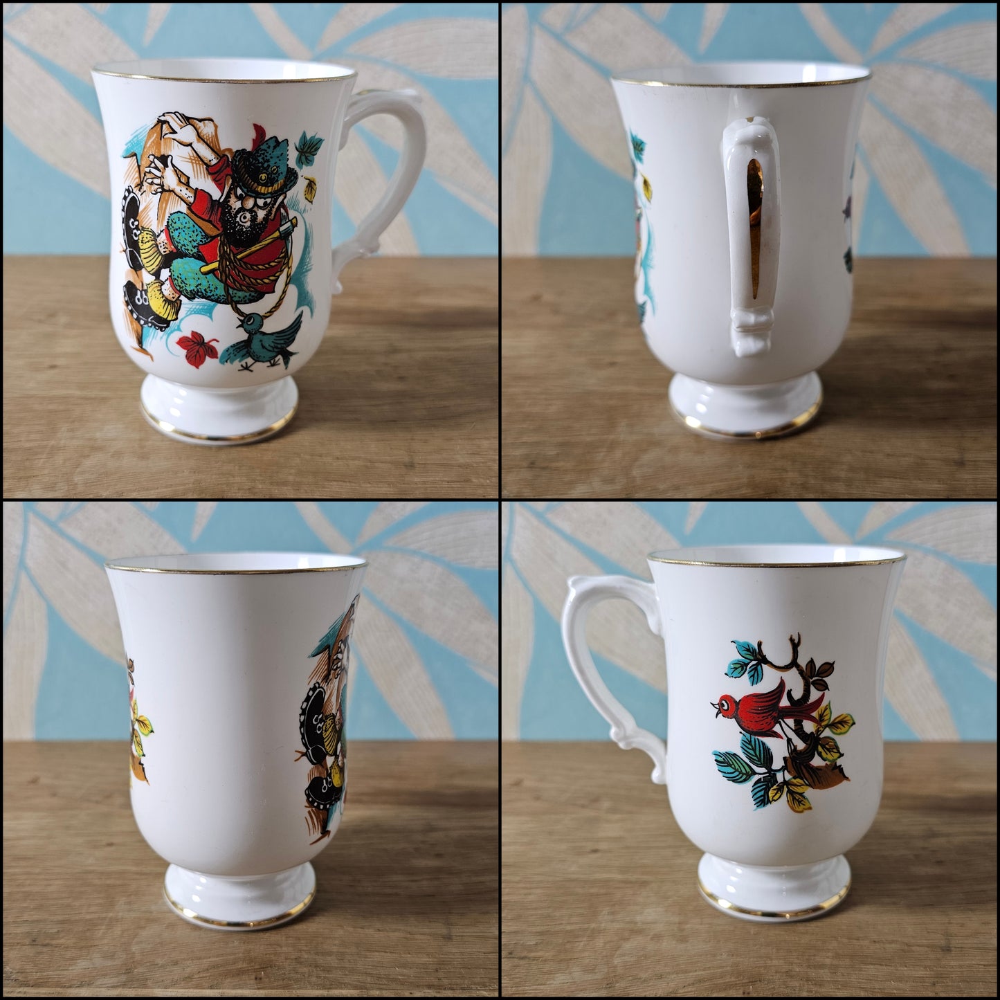 Set of two 1960s Pall Mall Ware English bone china pedestal coffee cups
