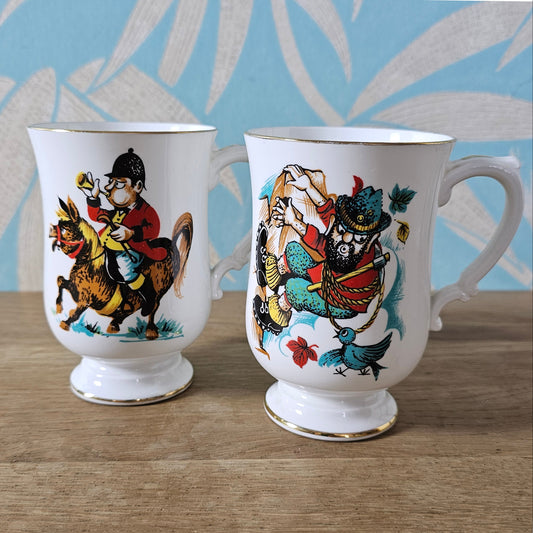 Set of two 1960s Pall Mall Ware English bone china pedestal coffee cups