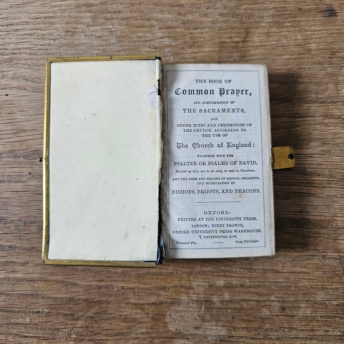 c.1900s Oxford Miniature Book of Common Prayer with brass protective edging