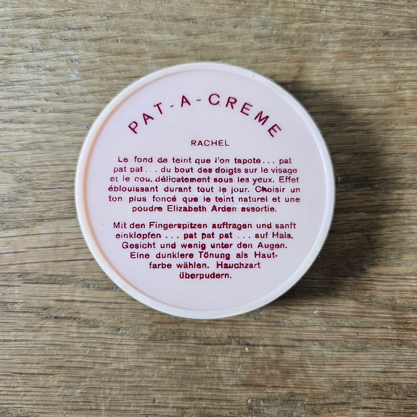 circa. 1950s Elizabeth Arden Pat-a-Creme 'Rachel' fashion make-up cream foundation