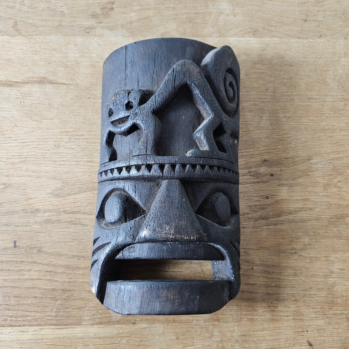 1960s/70s hand-carved tropical hardwood tribal-style mask wall sculpture