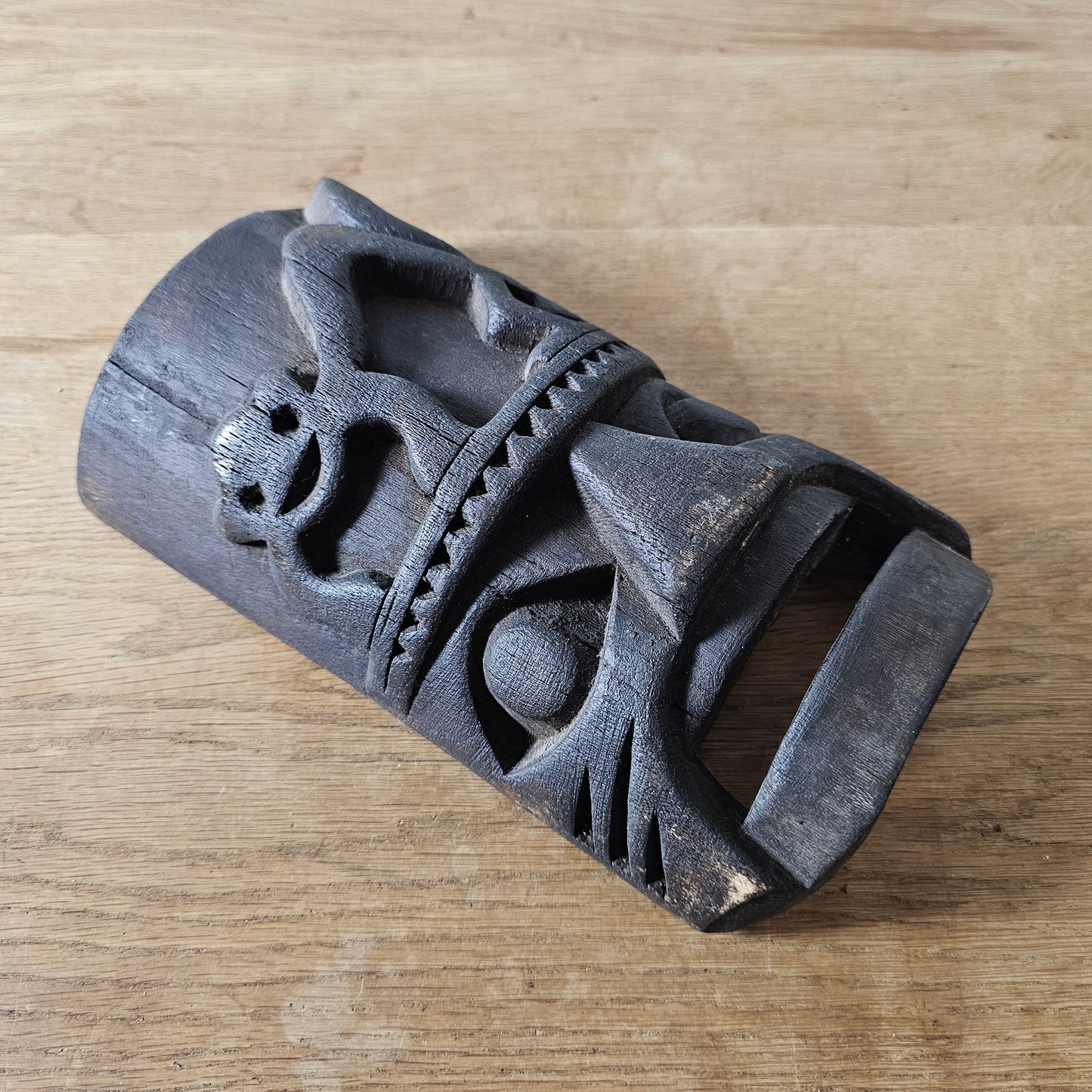 1960s/70s hand-carved tropical hardwood tribal-style mask wall sculpture