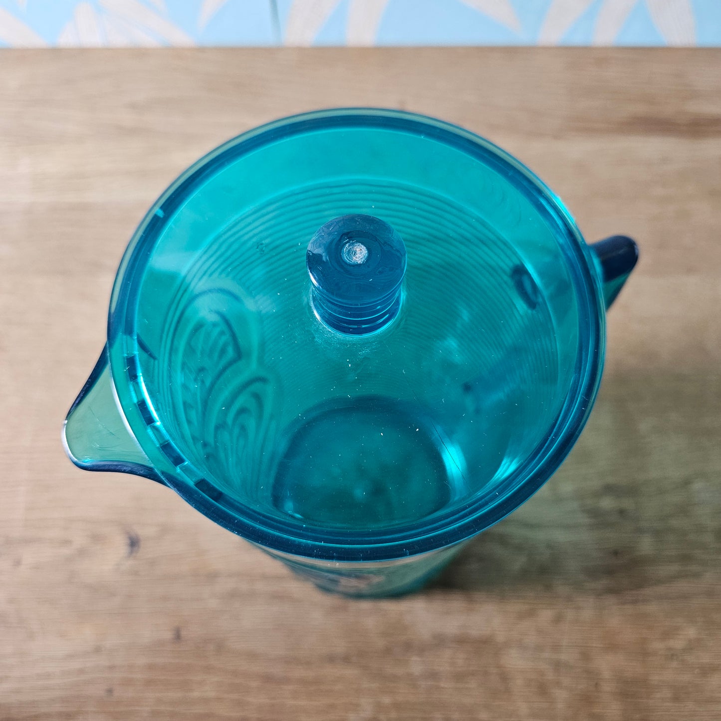 Teal Tiki cocktail pitcher and 4-tumbler drink set