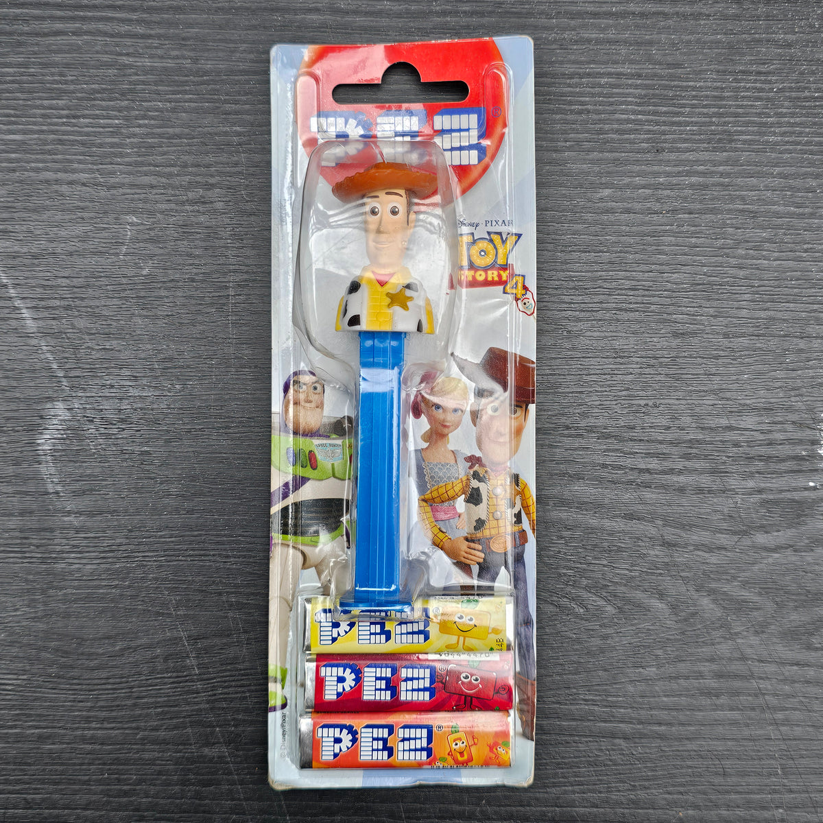 2019 sealed Disney Pixar Toy Story 4 Woody PEZ candy dispenser with refills