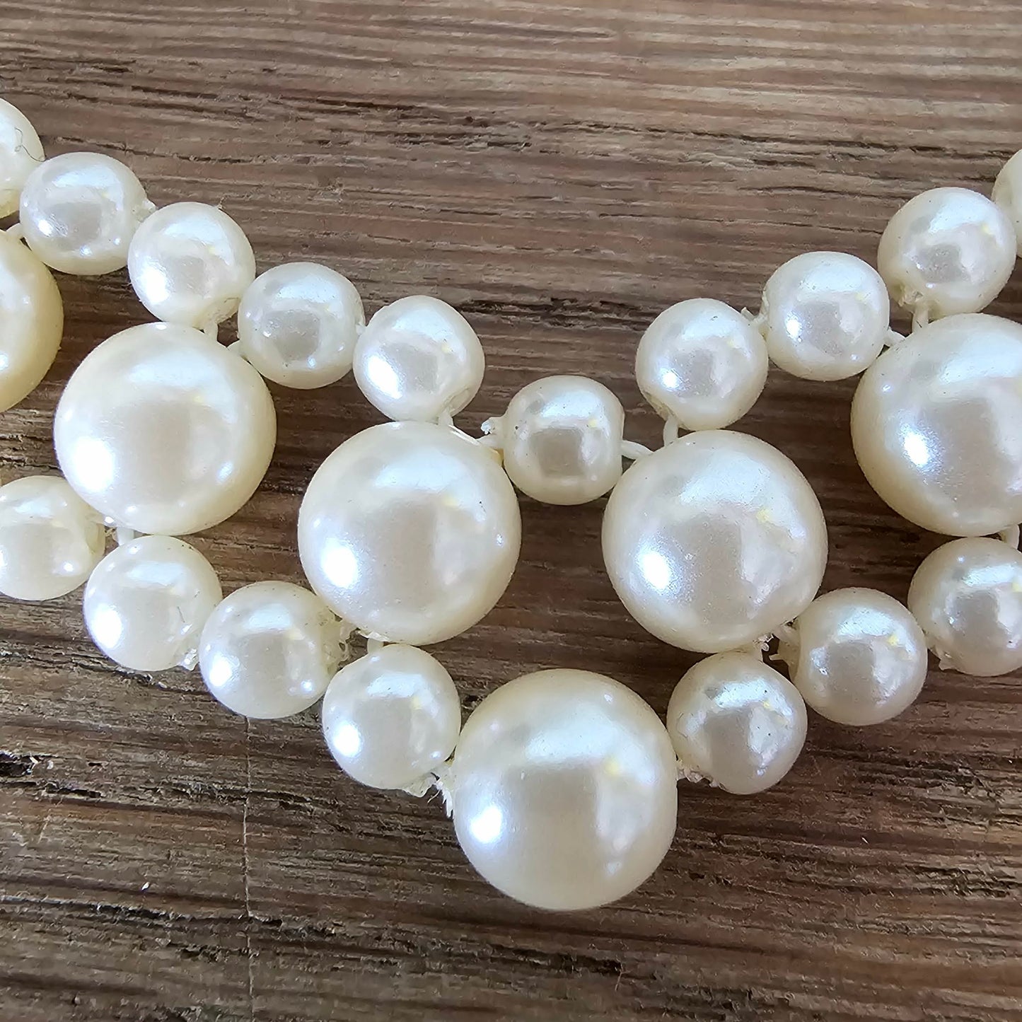 1950s/60s faux pearl cluster collar necklace