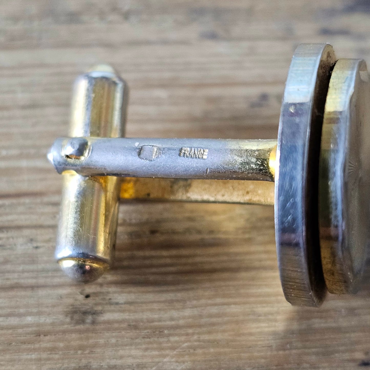 circa. 1960s French two-tone silver & gold finish modernist cufflins