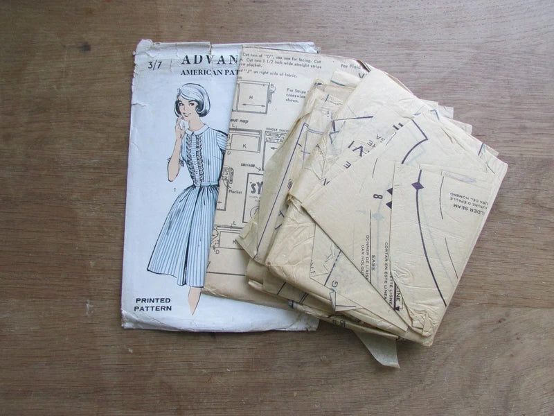 Part cut 1950s Advance American P302 sewing pattern for misses' dress, size 14 (see description)