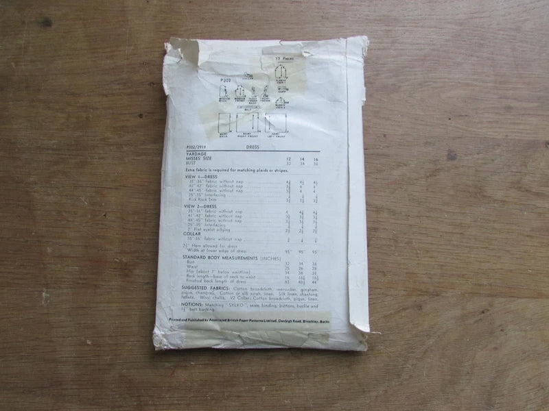 Part cut 1950s Advance American P302 sewing pattern for misses' dress, size 14 (see description)