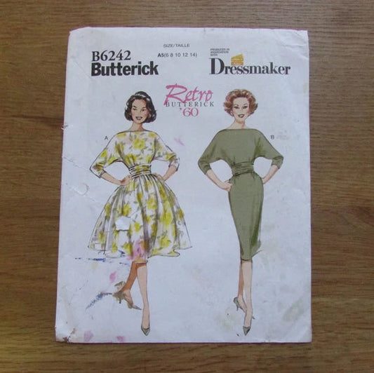 Uncut 2015 Butterick Retro'60 B6242 sewing pattern for misses' 1960s dress, sizes 6-14 (complete)