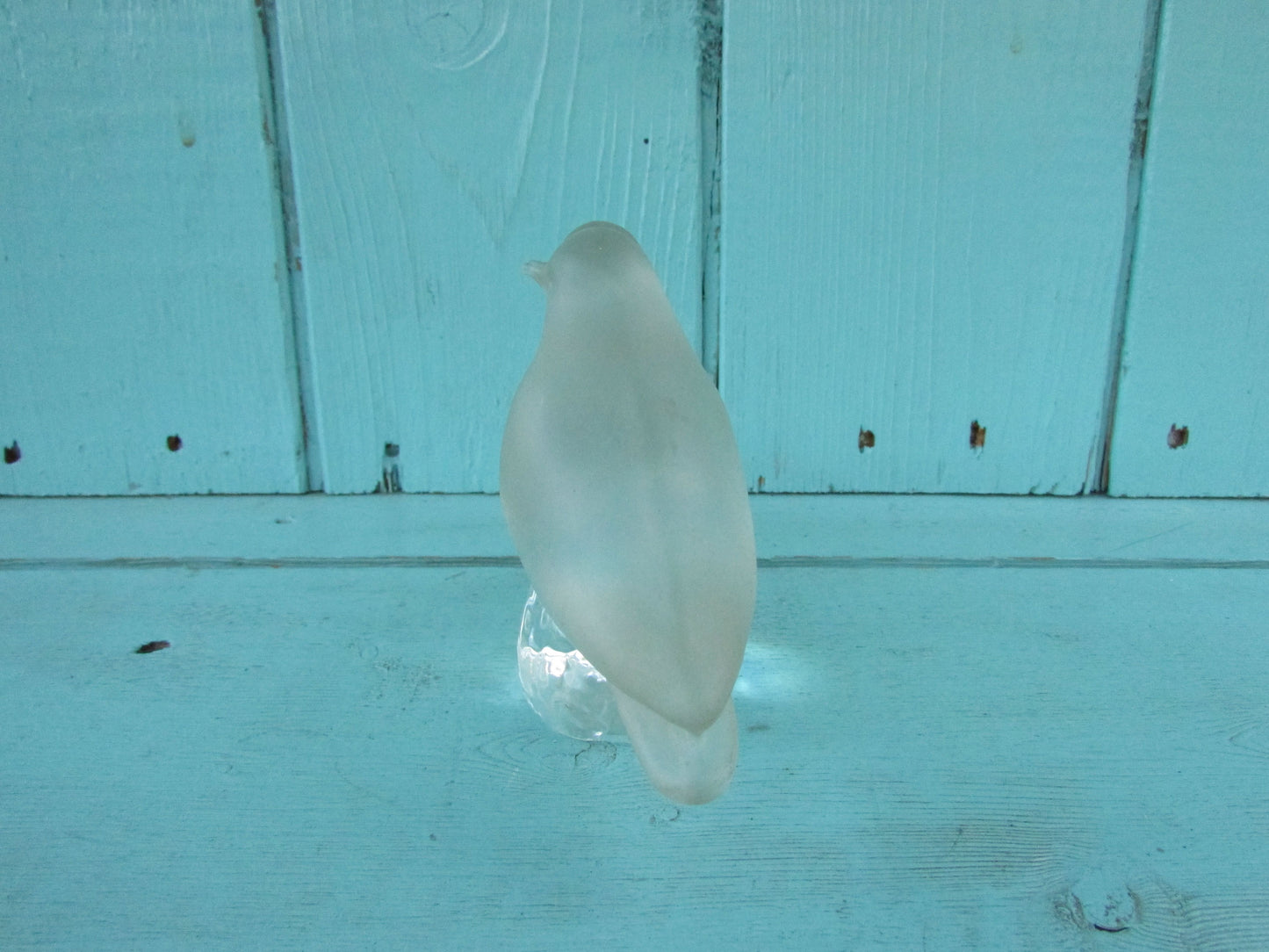 1970/80s Swedish frosted glass Love Birds ornament by Reijmyre Kristall