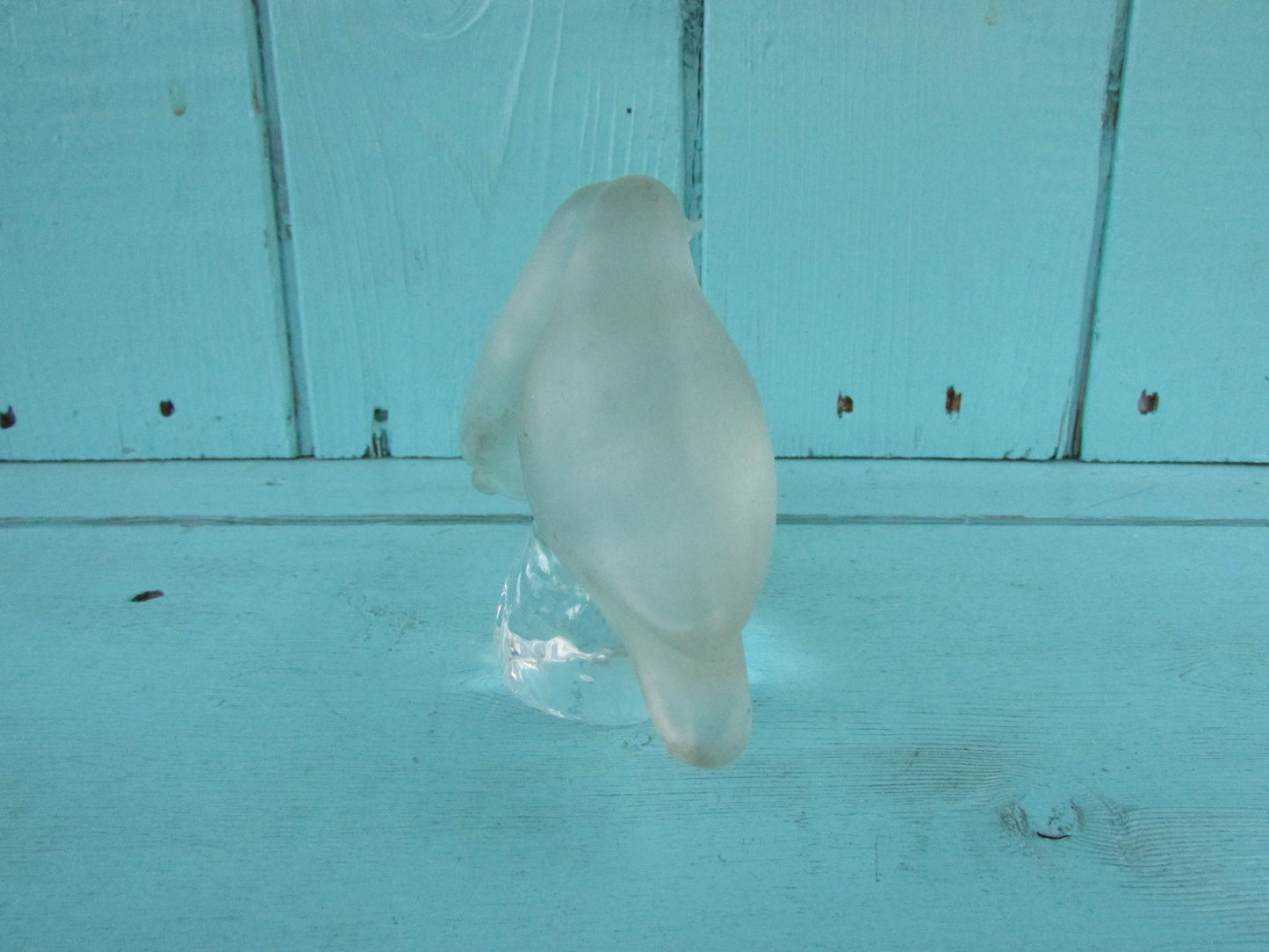 1970/80s Swedish frosted glass Love Birds ornament by Reijmyre Kristall