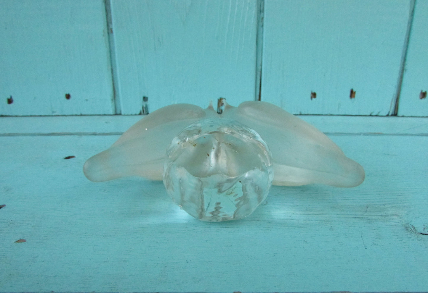 1970/80s Swedish frosted glass Love Birds ornament by Reijmyre Kristall