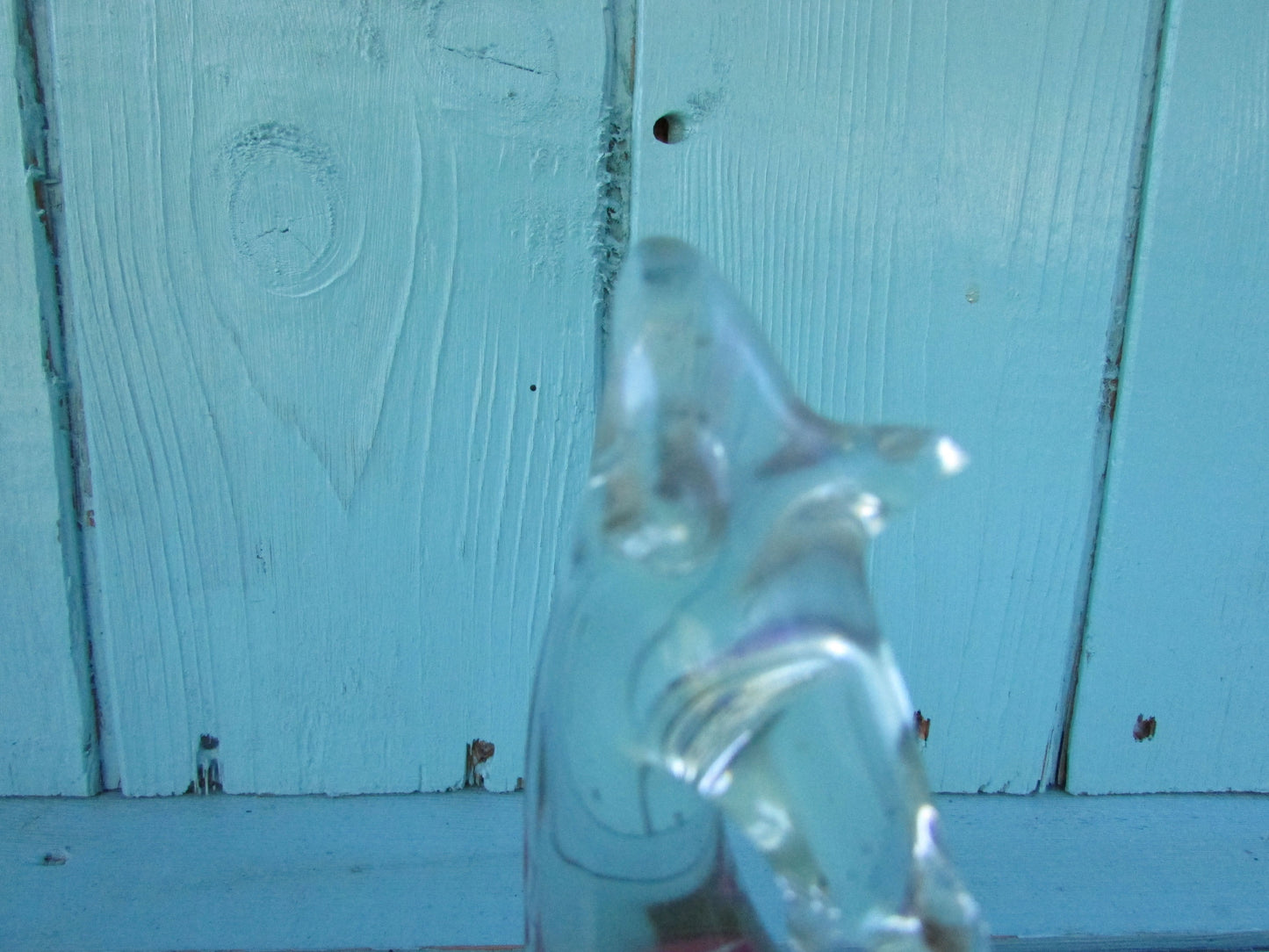 Vintage mottled pink art glass sea horse figurine/paperweight